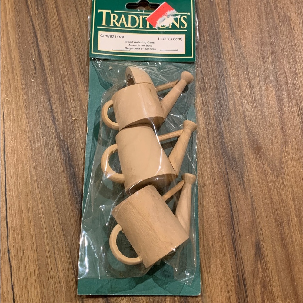 Vintage Wooden watering can 3 count for crafting 2” long